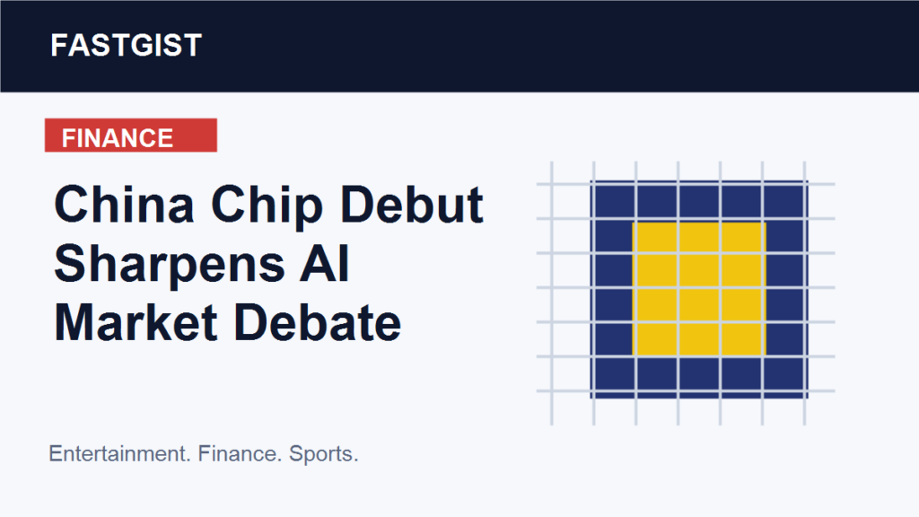 Editorial illustration of AI memory chips and Shanghai market listing
