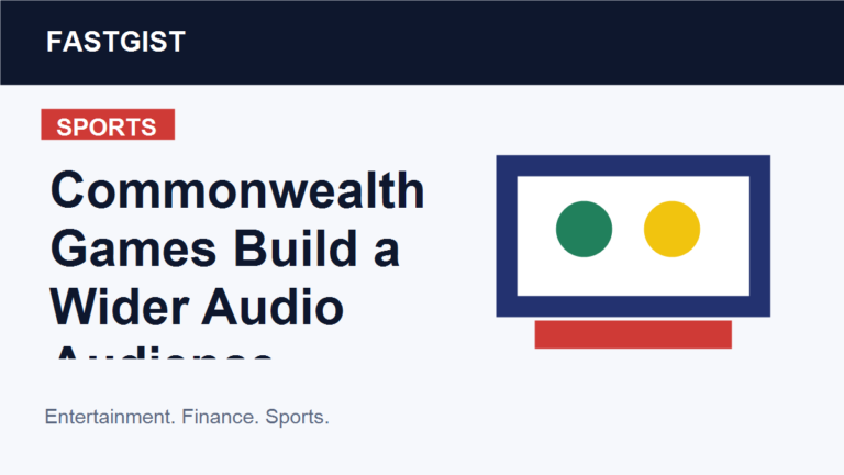 Editorial illustration of sports broadcasting microphones and a stadium screen
