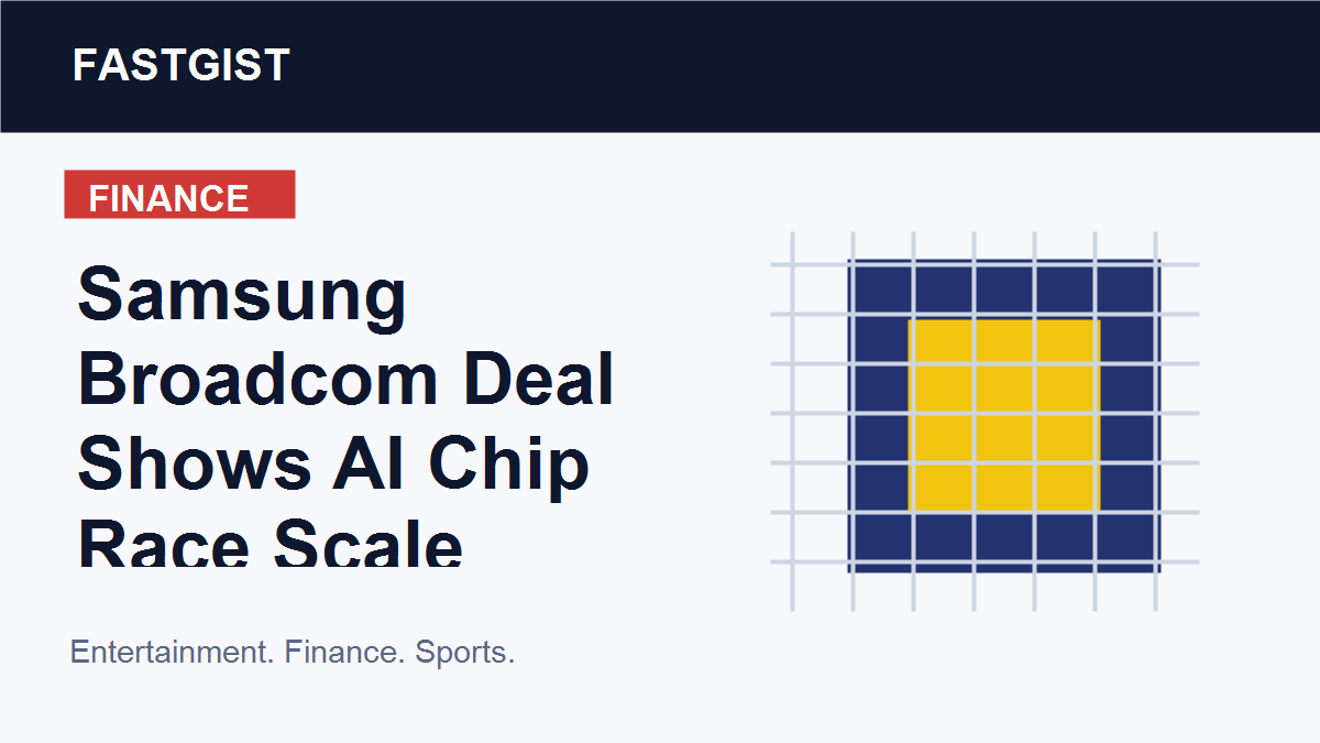 Editorial illustration of AI chip manufacturing and global technology supply chains